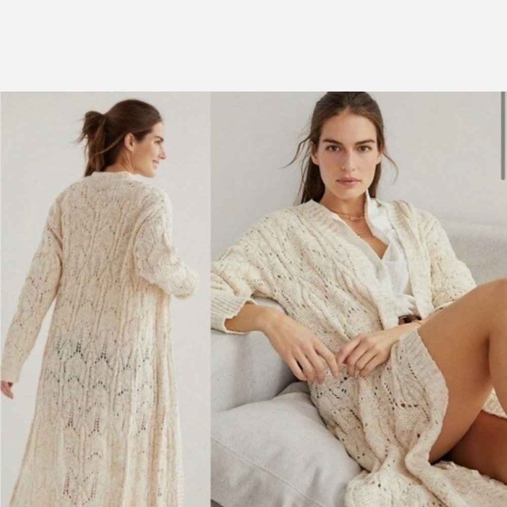 Anthropologie Pilcro pointelle Knit maxi cardigan, xs